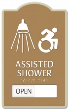 2-Line Shower Sign w/Sliding Panel & Symbols - Dynamic ISA Symbol